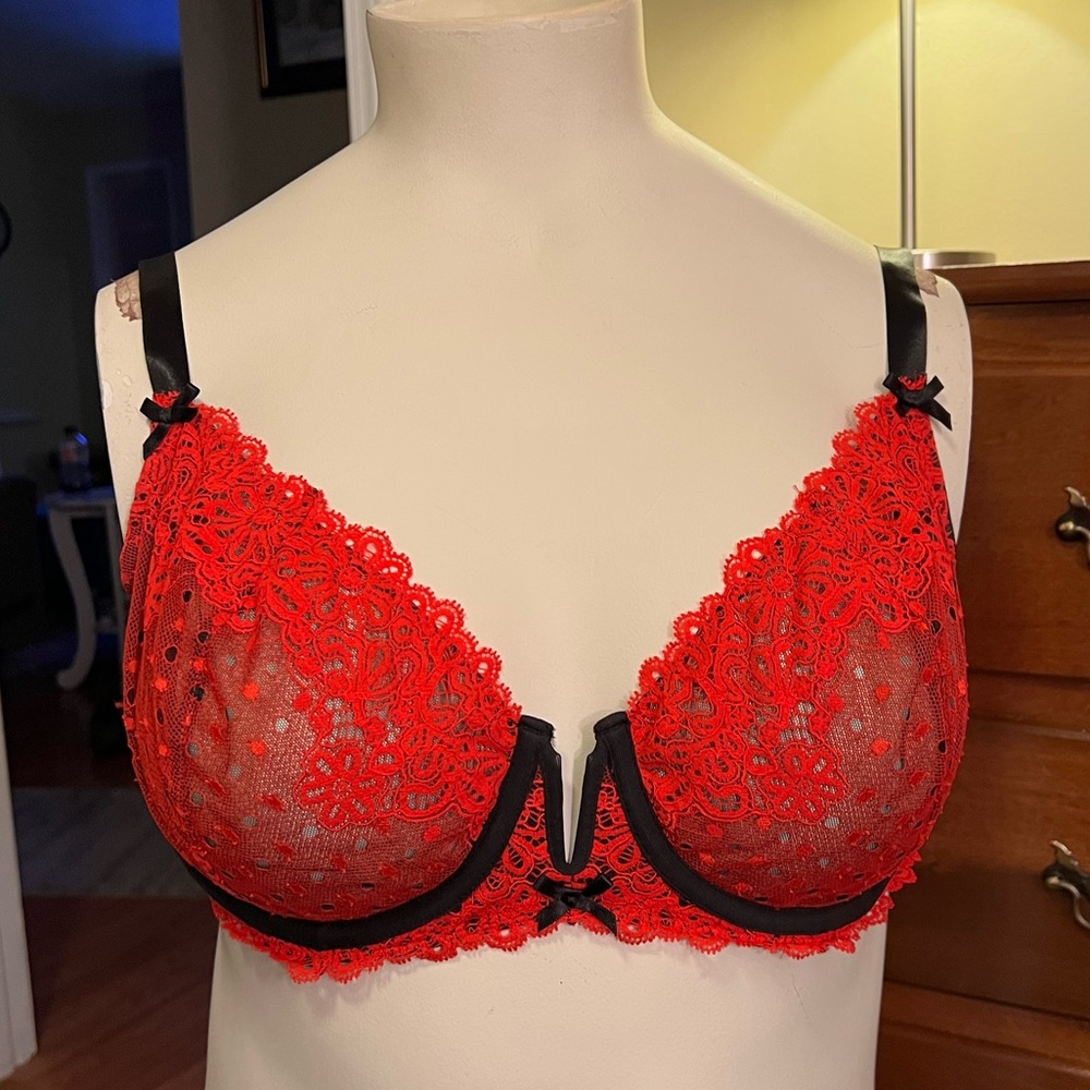 Red and black see thur bra